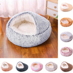 Deep Sleep Half-pack Semi-enclosed Dual-use Plush Round Pet Bed