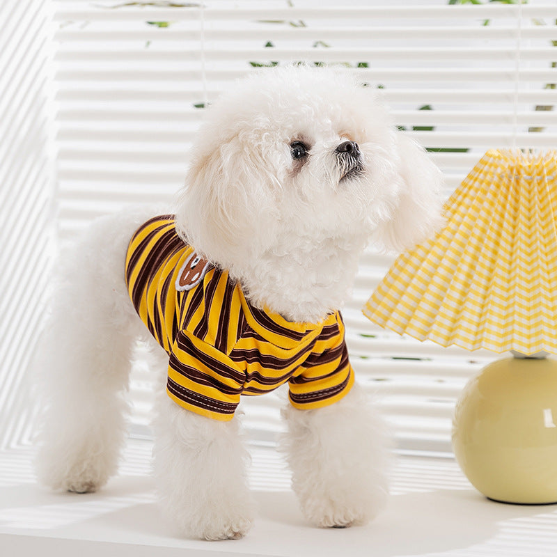 Dog Clothes, Autumn And Winter Striped Animal Base Shirts, Teddy Bichon Frise, Small And Medium-sized Dog, Cat Two-legged Pet Clothes