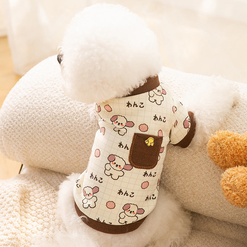 Pet Clothing, Warm Pockets For Autumn And Winter, Bear Home Wear, Base Layer, Cute Style, Two-legged Clothes For Cats, Dogs And Dogs