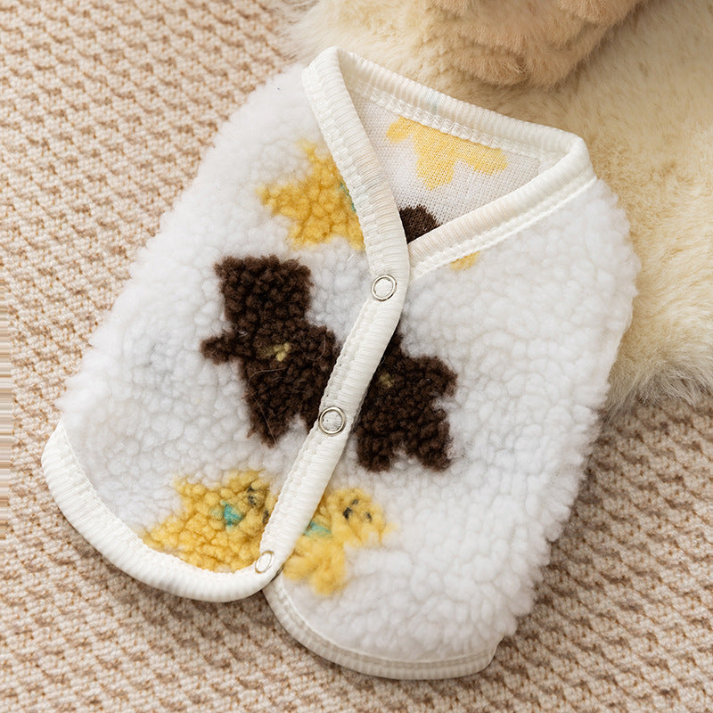 Simple Dog Clothes For Autumn And Winter, Bear Warm Fleece Jackets, Sweaters, Vests, Teddy Cat Two-legged Coats, Pet Clothes