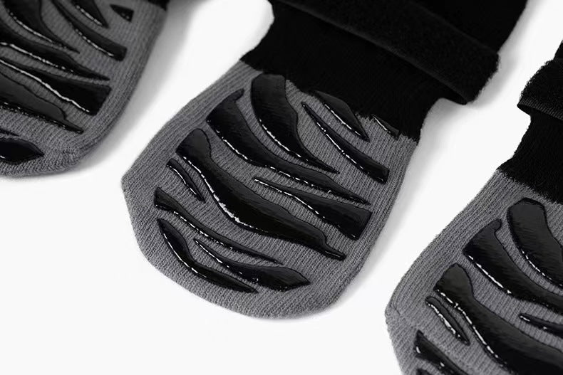 Dog & Cat Waterproof Sock Shoes 4-Pack — 2 Patterns, Sizes XS–XL
