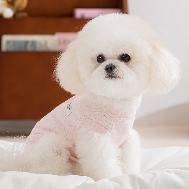 Spring And Summer Dogs, Small And Medium-sized Dogs, Simple And Fashionable Fabric Label Baby Belly Clothes, Cat Four-legged Air-conditioned Suits, Pet Clothes