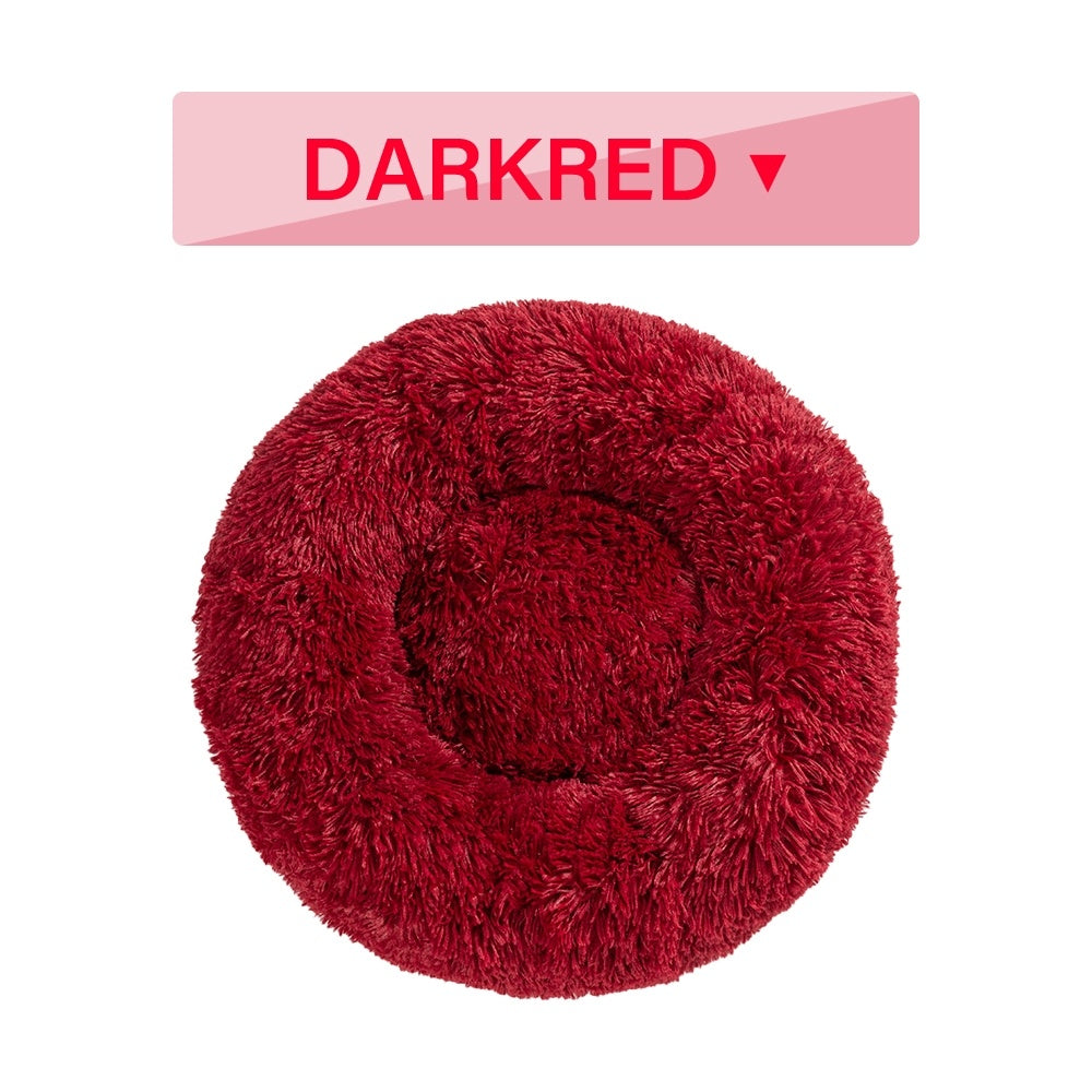 Fluffy Donut Calming Pet Bed — 16 Colors, Sizes S–XL