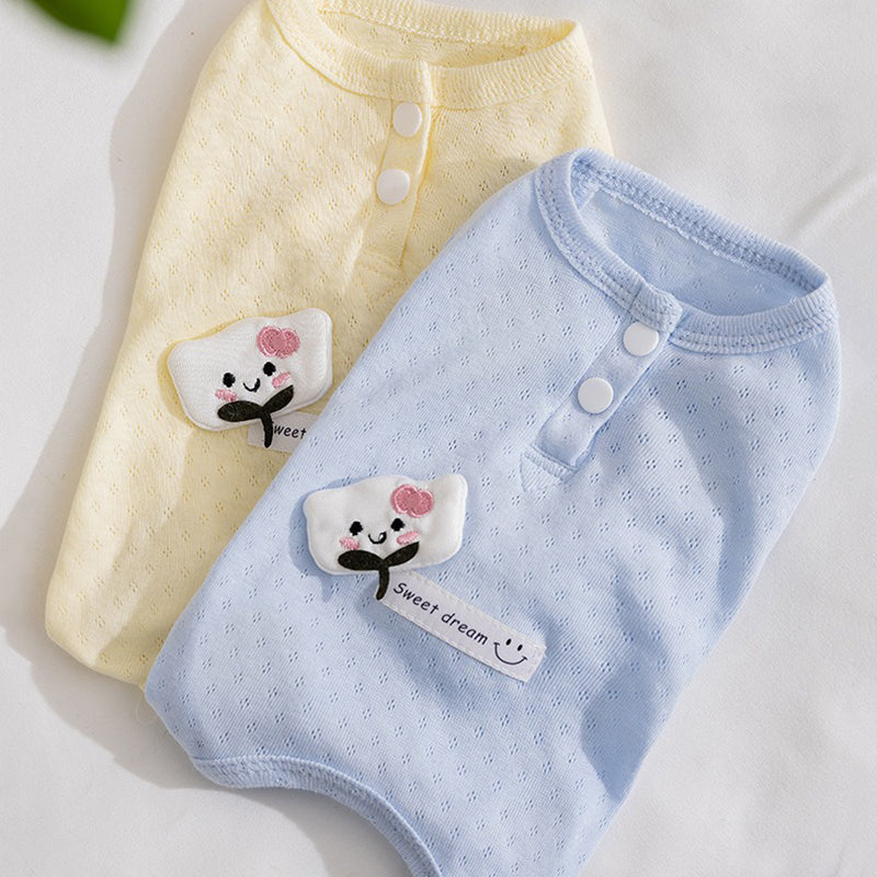 Spring And Summer Dogs, Small And Medium-sized Dogs, Simple And Fashionable Fabric Label Baby Belly Clothes, Cat Four-legged Air-conditioned Suits, Pet Clothes