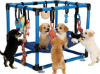 Indoor Puppy Play Gym with Hammock 8 Toys Dog Enrichment Activity Center
