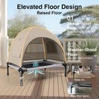 Elevated Outdoor Dog Bed with Canopy Cooling Pet Cot Camping Tent