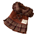 Autumn And Winter Dog Skirts With Check Patterns For Warmth, Cat Teddy Bichon Frise, High-end Custom Pet Clothing For Small And Medium-sized Dogs