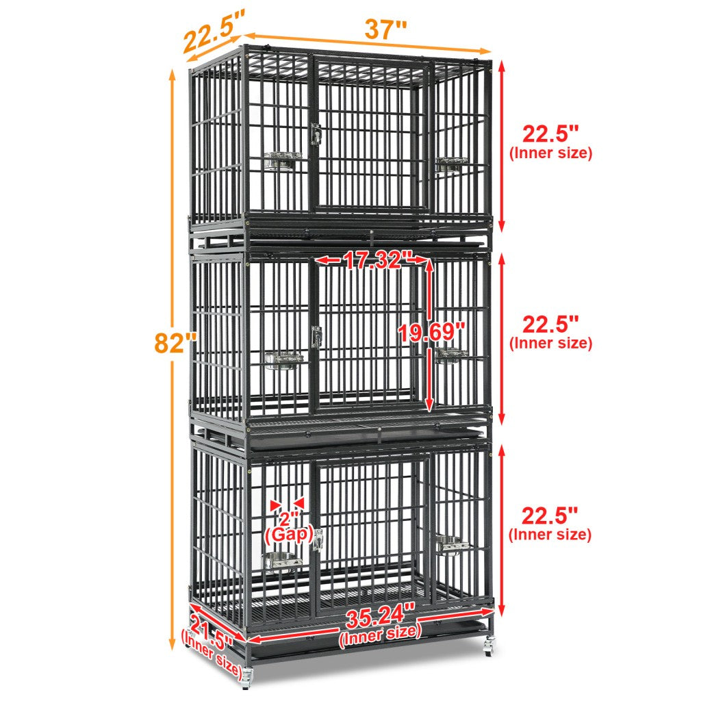 37" Stackable Heavy Duty Dog Crate 371D07