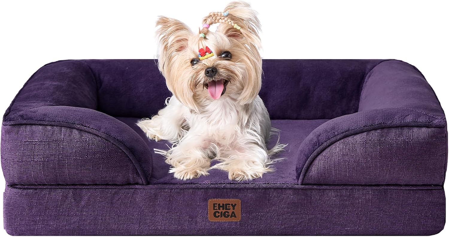 EHEYCIGA Orthopedic Dog Beds for Extra Large Dogs 44x32Inch, Waterproof Memory Foam XL Pet Bed with Sides, Non-Slip and Egg-Crate Foam Big Dog Couch Bed with Washable Removable Cover, Grey