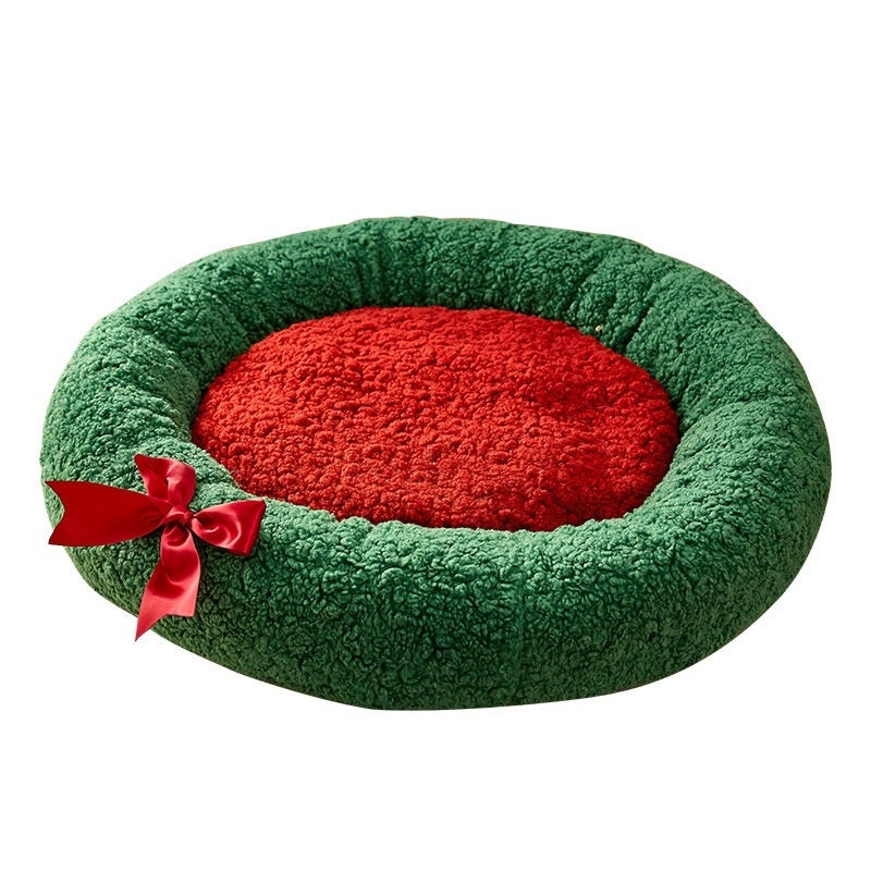 Winter Christmas Cat Bed Warm And Thickened Deep