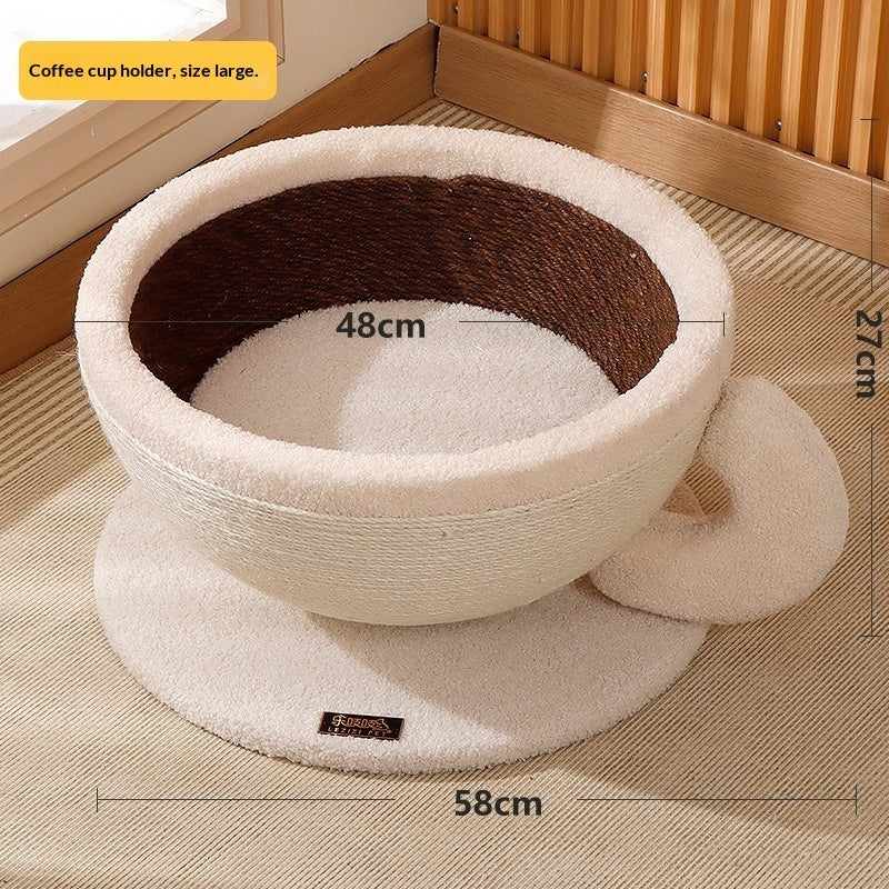 Lint-Free Sisal Rope Cat Scratcher Integrated With A Cat Bed