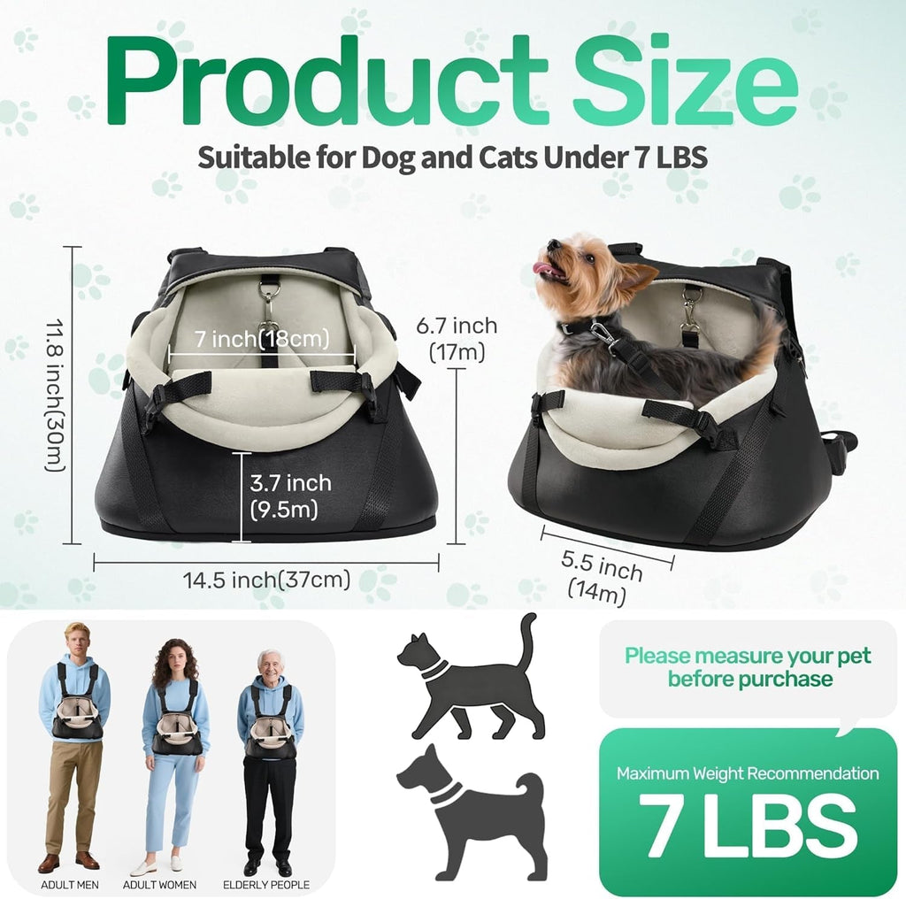 Small Dog Car Seat Booster PU Leather Travel Seat for Dogs up to 7lbs