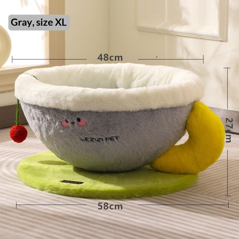Lint-Free Sisal Rope Cat Scratcher Integrated With A Cat Bed