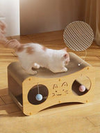 Interactive Cat Scratcher Lounge Bed with Toy Balls