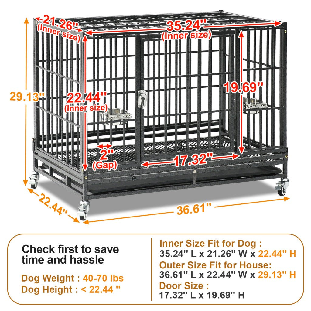 37" Stackable Heavy Duty Dog Crate 371D07