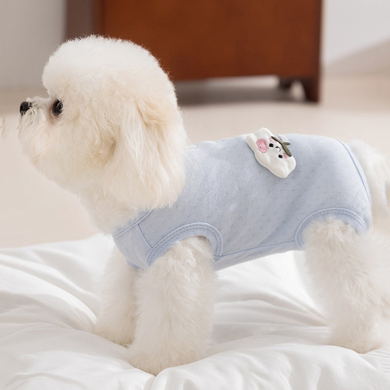 Spring And Summer Dogs, Small And Medium-sized Dogs, Simple And Fashionable Fabric Label Baby Belly Clothes, Cat Four-legged Air-conditioned Suits, Pet Clothes