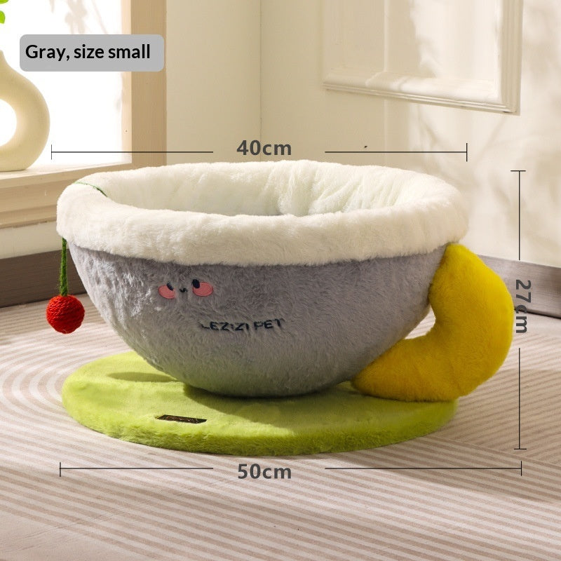Lint-Free Sisal Rope Cat Scratcher Integrated With A Cat Bed