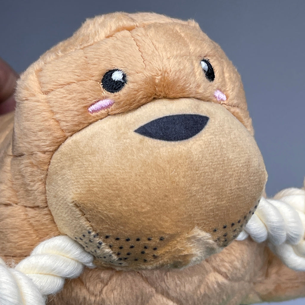 GRRREEN Stuffed Walrus Animal Dog Toy for Chewers & Teeth Cleaning Brown