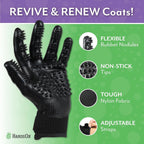 HandsOn Pet Grooming Gloves Gentle Brush for Cats Dogs Horses Black