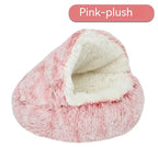 Semi-Enclosed Long Plush Pet Bed — 5 Colors, 4 Sizes