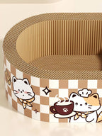 Wear-Resistant Cat Scratching Lounge Bed with Cartoon Design