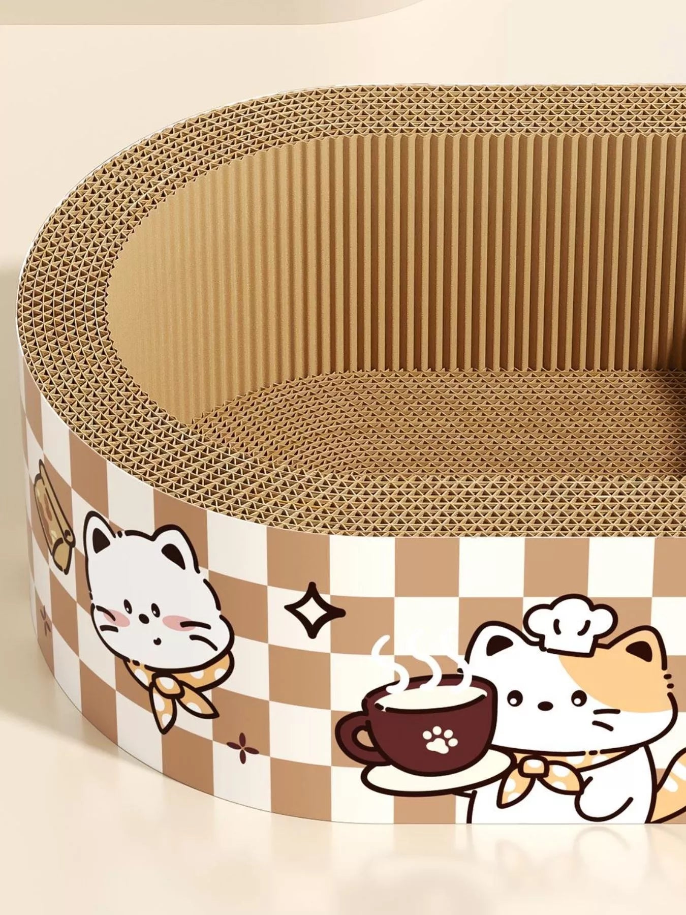 Wear-Resistant Cat Scratching Lounge Bed with Cartoon Design