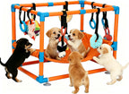 Indoor Puppy Play Gym with Hammock 8 Toys Dog Enrichment Activity Center