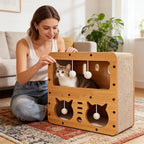 3-in-1 Cat House, Bed & Scratch Post - Multi-Layer Structure Made of Soft, Eco-Friendly Cardboard