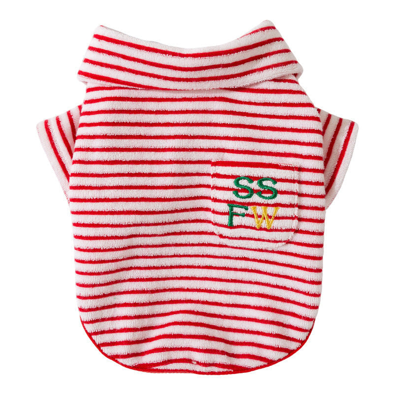 Autumn And Winter New Two-legged Warm Fleece Clothing For Pets, Small And Medium-sized Dogs, Dogs, Cats, Bichon Frises And Puppies, Striped Clothes