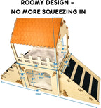 Rabbit Hideout House Wooden Bunny Castle for Small Pets Indoor Cage