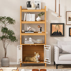 Modern Furniture Style 2 In 1 Pet Friendly Dog Crate Ladder Bookcase - Ancient Oak