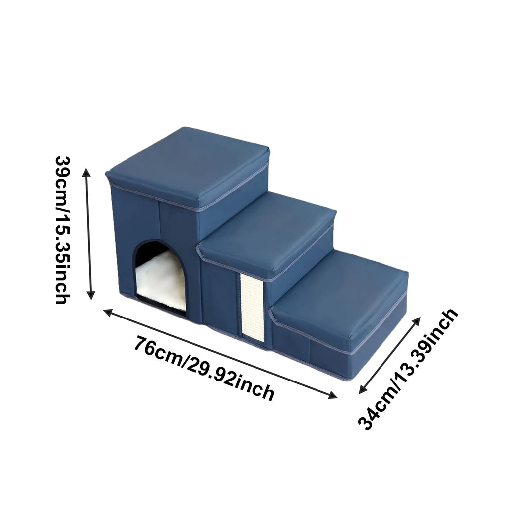 3/4 Dog Stair Ladder Steps Staircase Scale Soft Removable Climbing Toy for Pet Cat Anti Brief Catcase for Sofa Pet Stairs