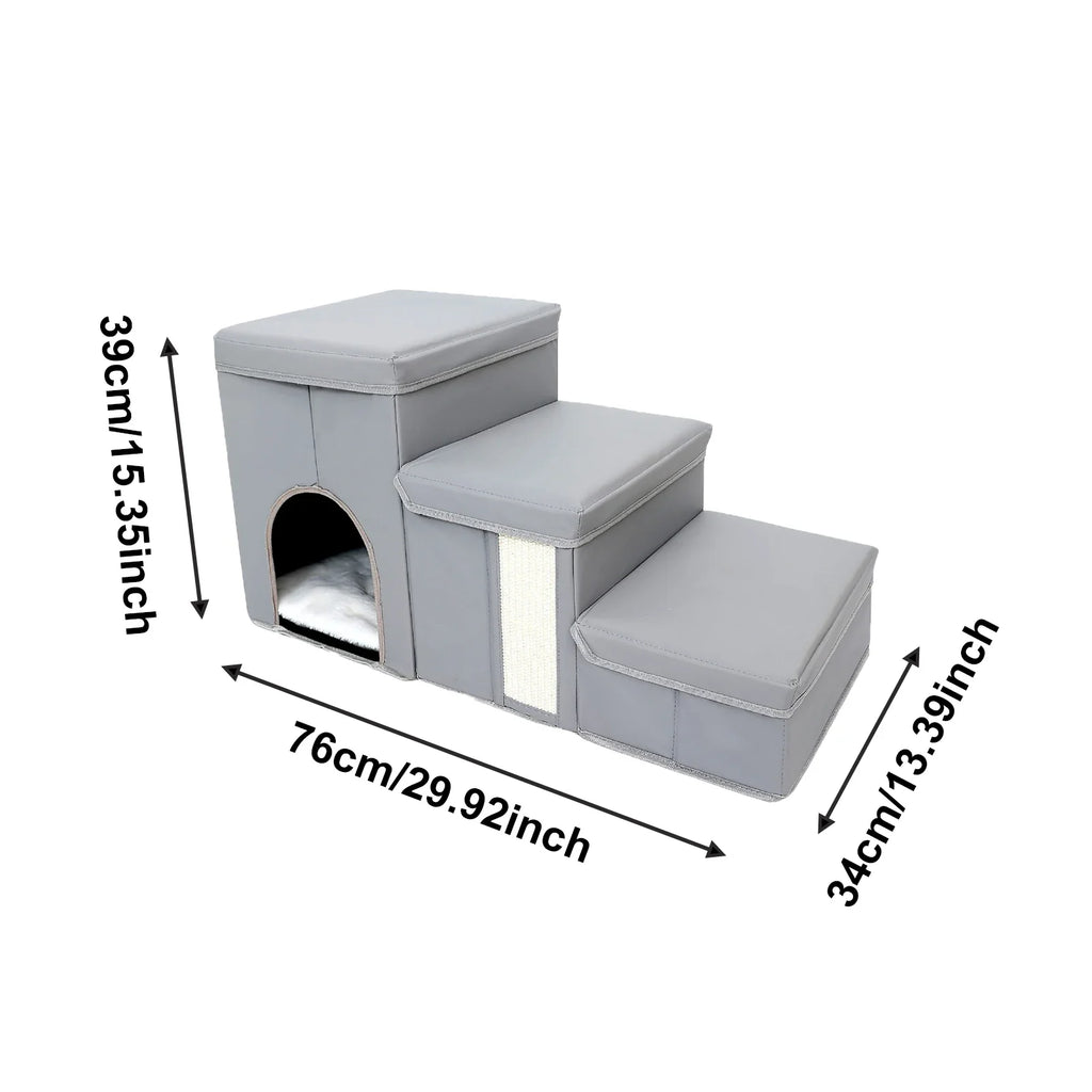 3/4 Dog Stair Ladder Steps Staircase Scale Soft Removable Climbing Toy for Pet Cat Anti Brief Catcase for Sofa Pet Stairs