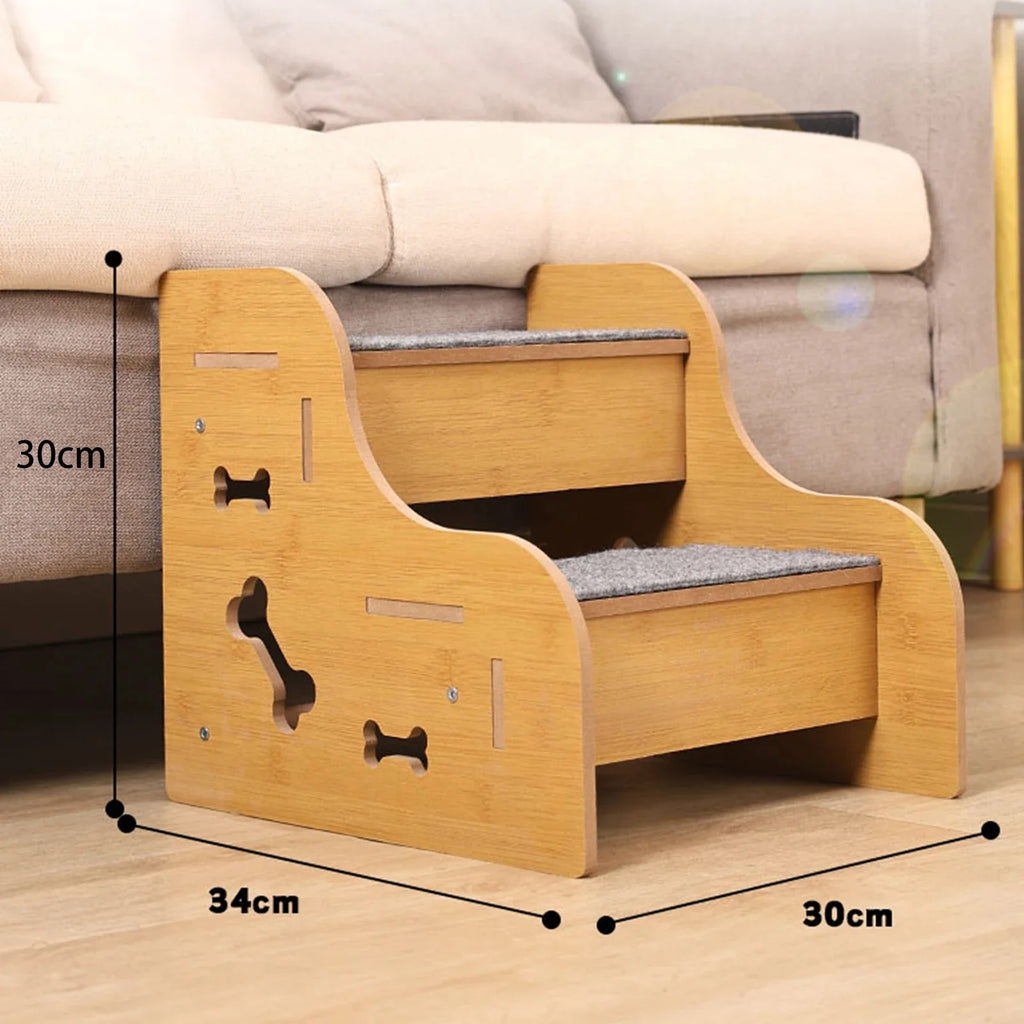 2/3/4 Step Wooden Pet Stairs Non Slip Dog Climbing Ladder for Small Dogs Cats Older Animals Climbing Ramp Pet Supplies