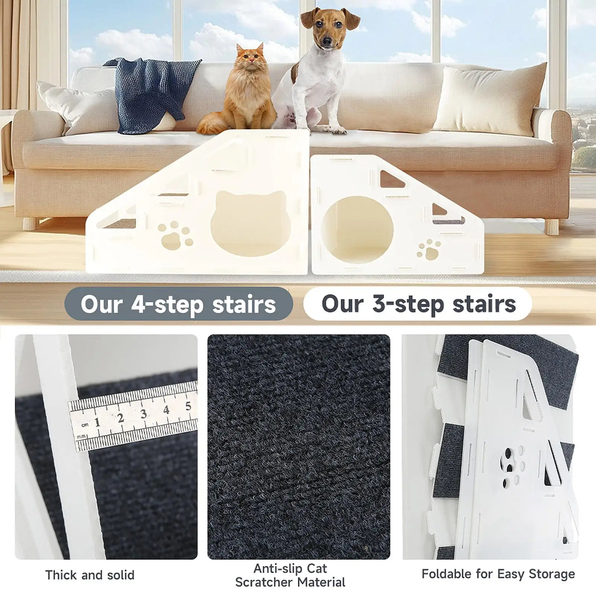 Portable Pet Stairs Detachable Dog Ramp Ladder for Small Older Dogs Cars Beds Sofas Indoor Outdoor Use