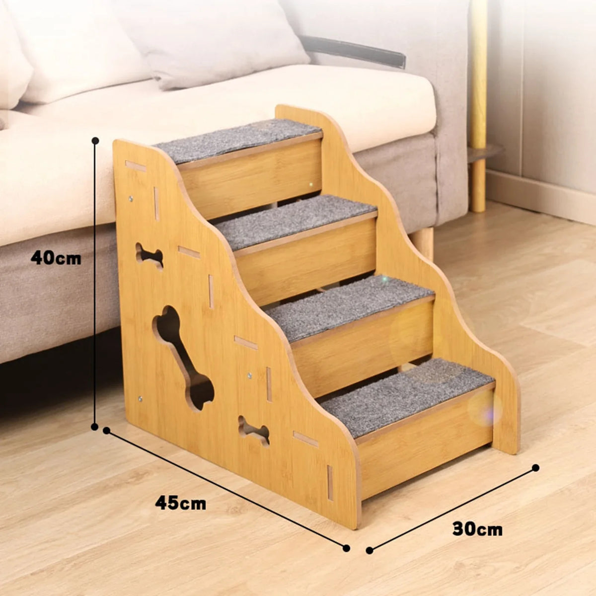 2/3/4 Step Wooden Pet Stairs Non Slip Dog Climbing Ladder for Small Dogs Cats Older Animals Climbing Ramp Pet Supplies