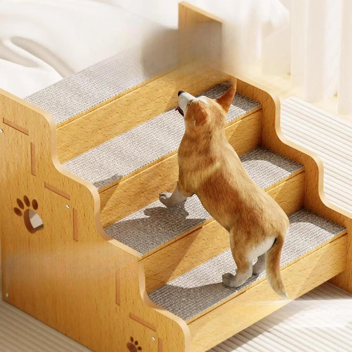 Pet Stairs Dog Stair For High Bed Portable Lightweight Wooden Pet Stair For Couch Bed Anti-Slip Slope Steps Sofa Beside The Bed