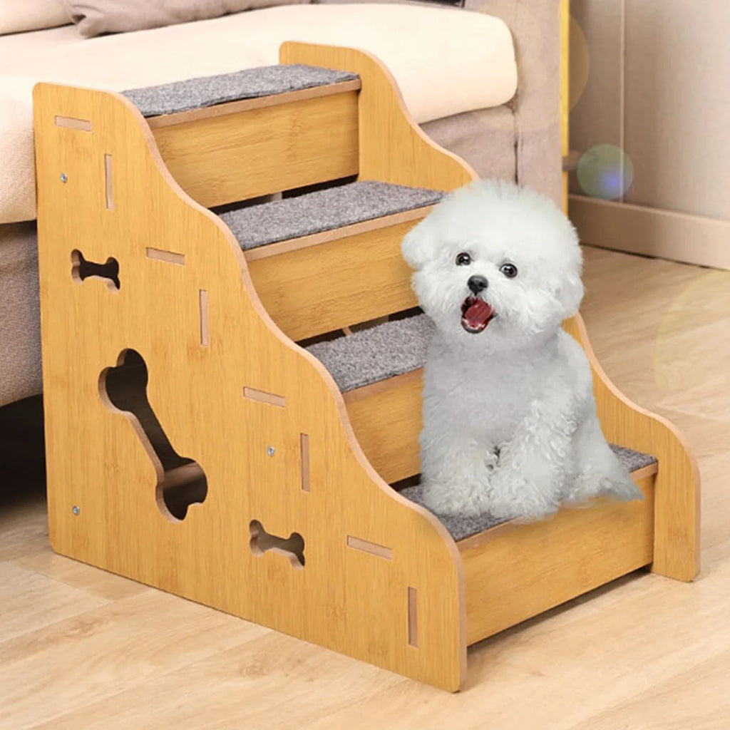 2/3/4 Step Wooden Pet Stairs Non Slip Dog Climbing Ladder for Small Dogs Cats Older Animals Climbing Ramp Pet Supplies
