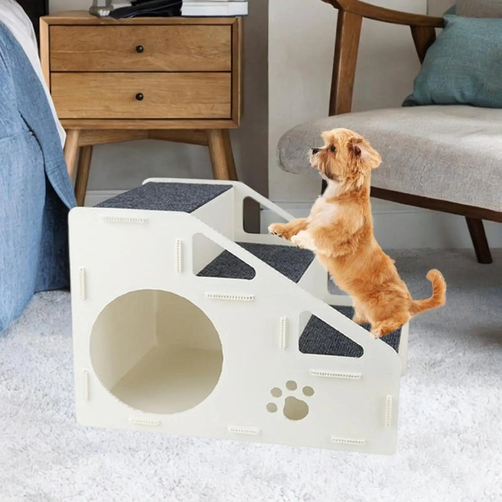 3/4 Dog Stair Ladder Steps Staircase Scale Soft Removable Climbing Toy for Pet Cat Anti Brief Catcase for Sofa Pet Stairs