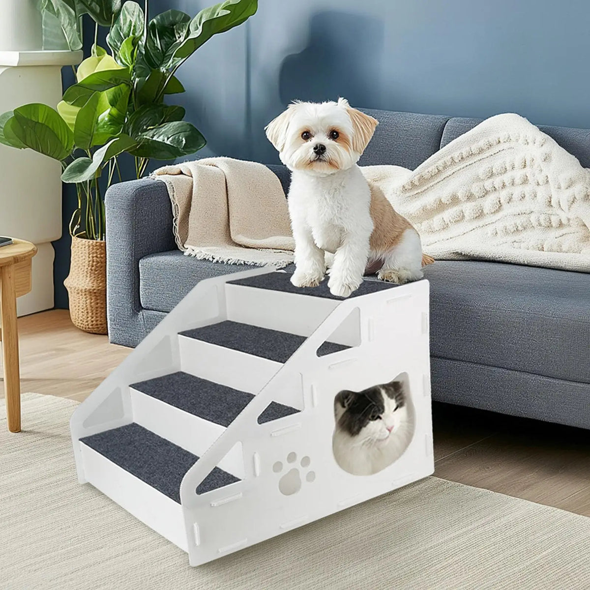 Portable Pet Stairs Detachable Dog Ramp Ladder for Small Older Dogs Cars Beds Sofas Indoor Outdoor Use