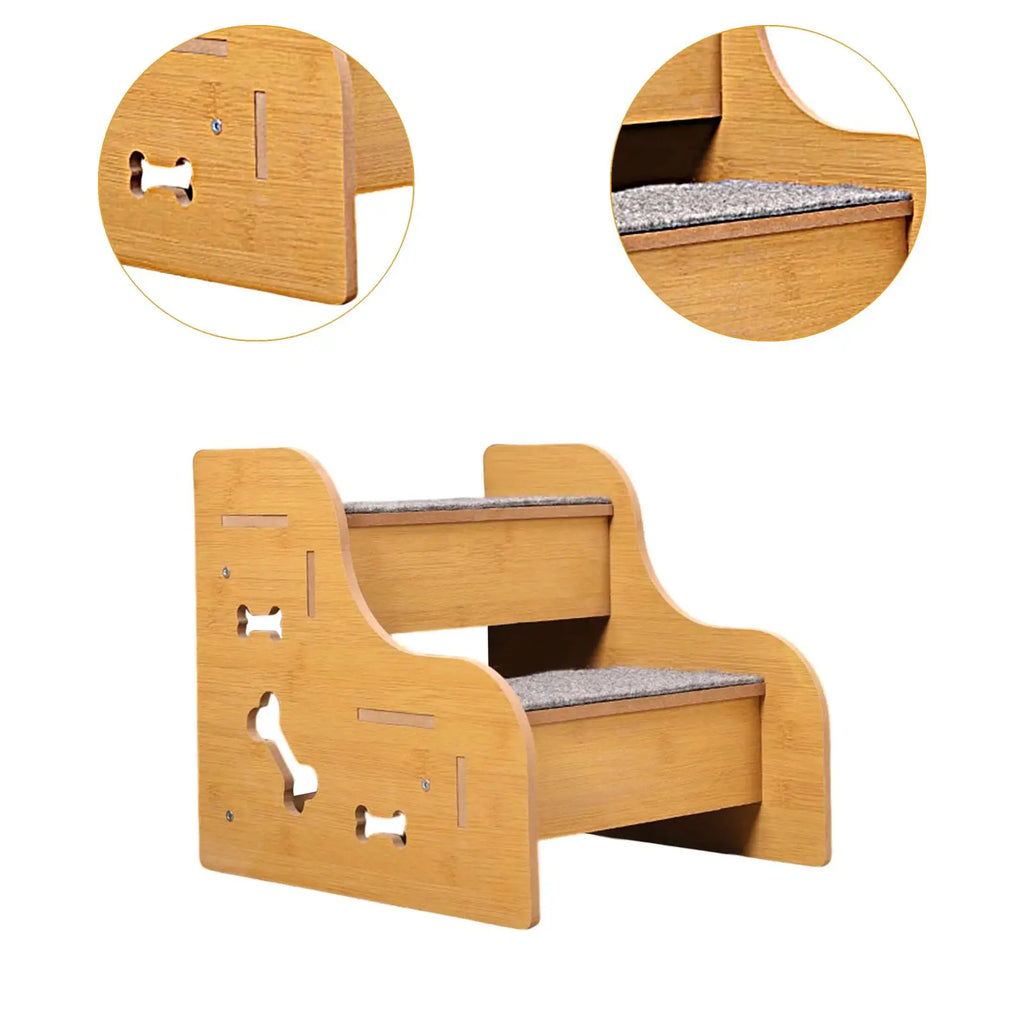 2/3/4 Step Wooden Pet Stairs Non Slip Dog Climbing Ladder for Small Dogs Cats Older Animals Climbing Ramp Pet Supplies