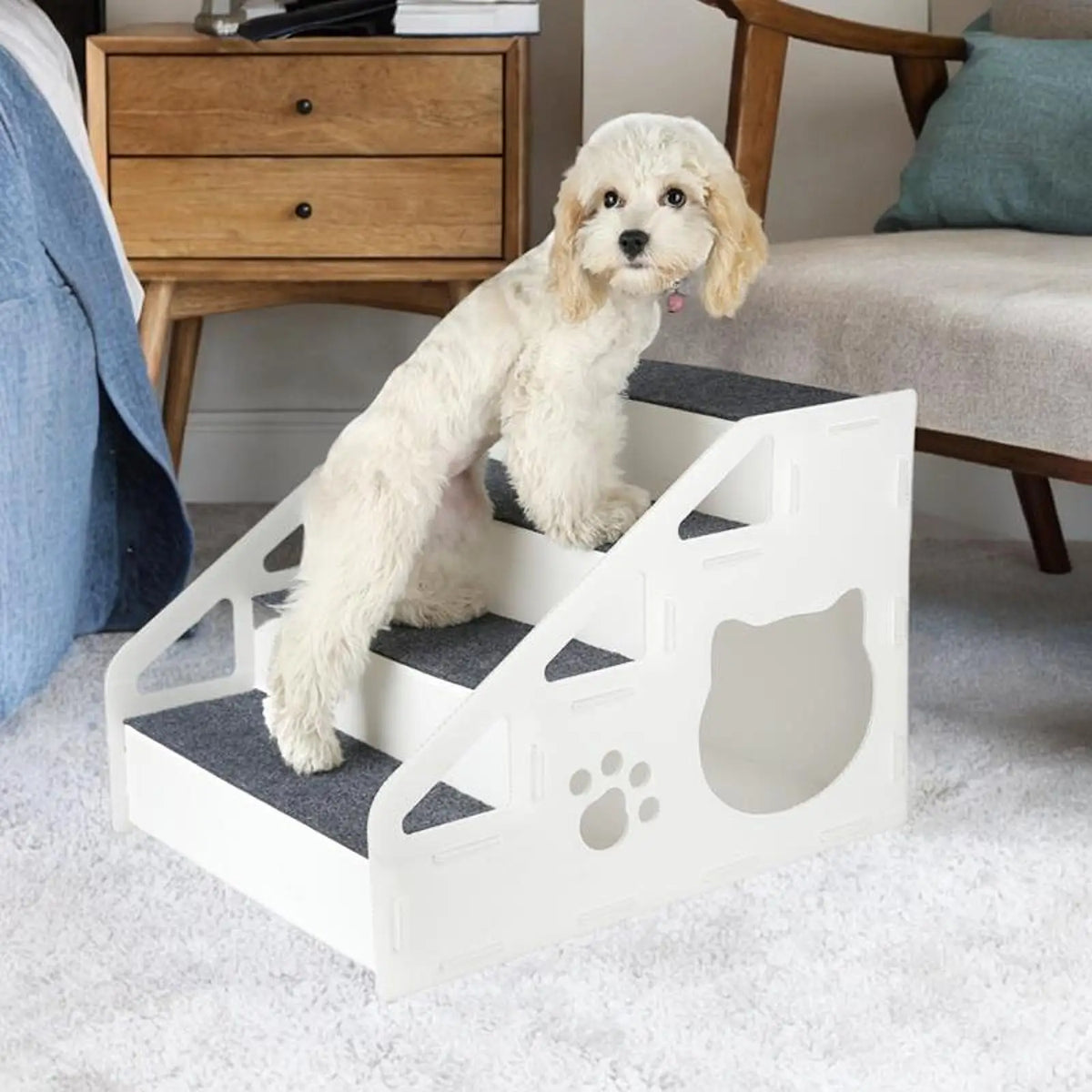 3/4 Dog Stair Ladder Steps Staircase Scale Soft Removable Climbing Toy for Pet Cat Anti Brief Catcase for Sofa Pet Stairs