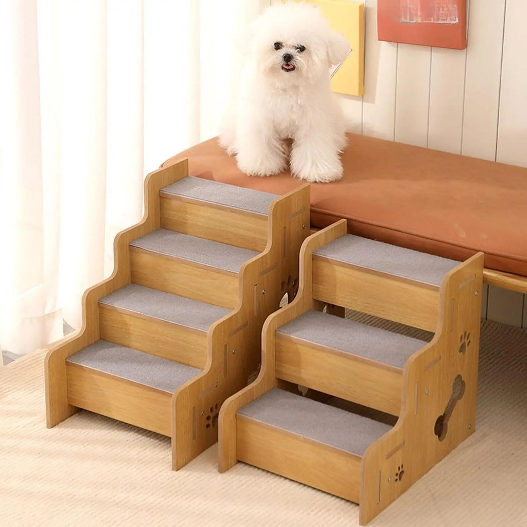 Pet Stairs Dog Stair For High Bed Portable Lightweight Wooden Pet Stair For Couch Bed Anti-Slip Slope Steps Sofa Beside The Bed