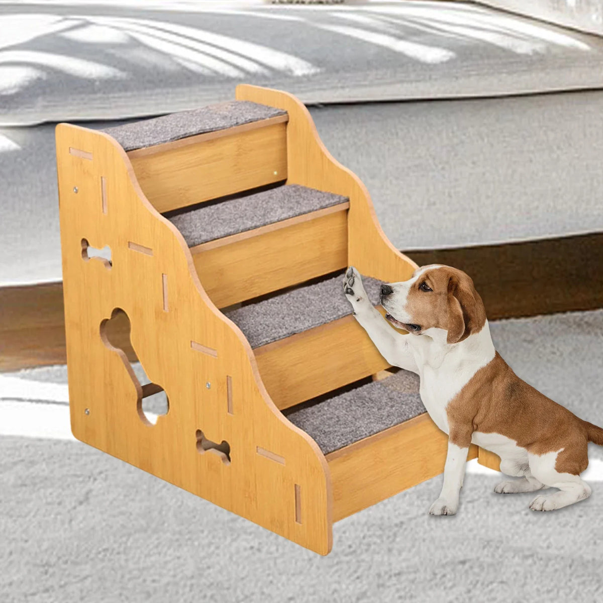 2/3/4 Step Wooden Pet Stairs Non Slip Dog Climbing Ladder for Small Dogs Cats Older Animals Climbing Ramp Pet Supplies