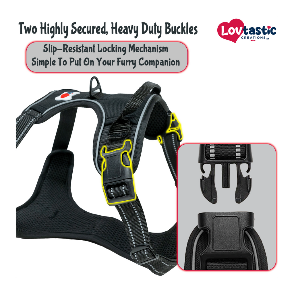 Lovtastic Creations™ No-Pull Dog Harness - with Strong & Durable Dog Leash & Free Poopbag Holder 3pcs Set | Reflective No-Choke Pet Harness