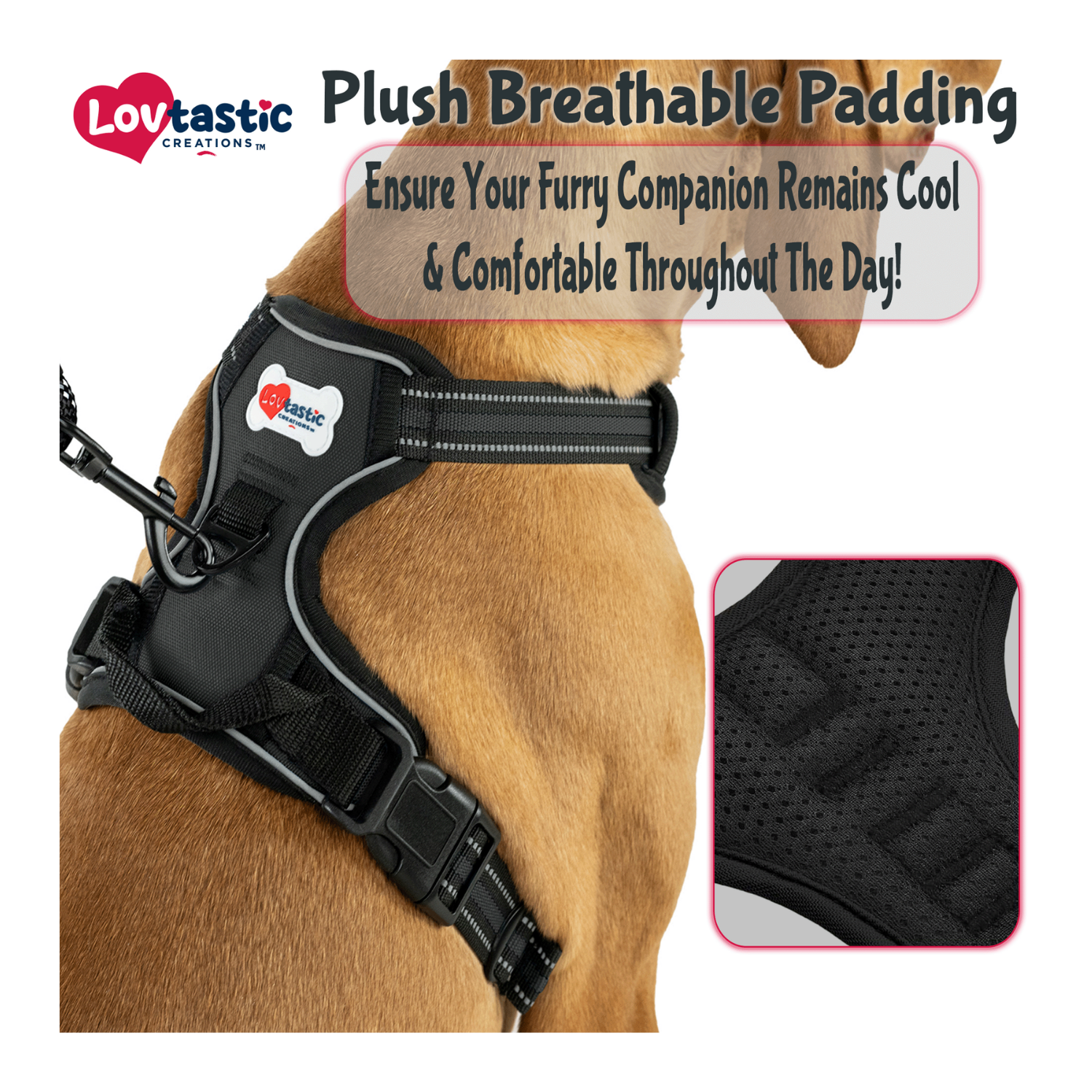 Lovtastic Creations™ No-Pull Dog Harness - with Strong & Durable Dog Leash & Free Poopbag Holder 3pcs Set | Reflective No-Choke Pet Harness