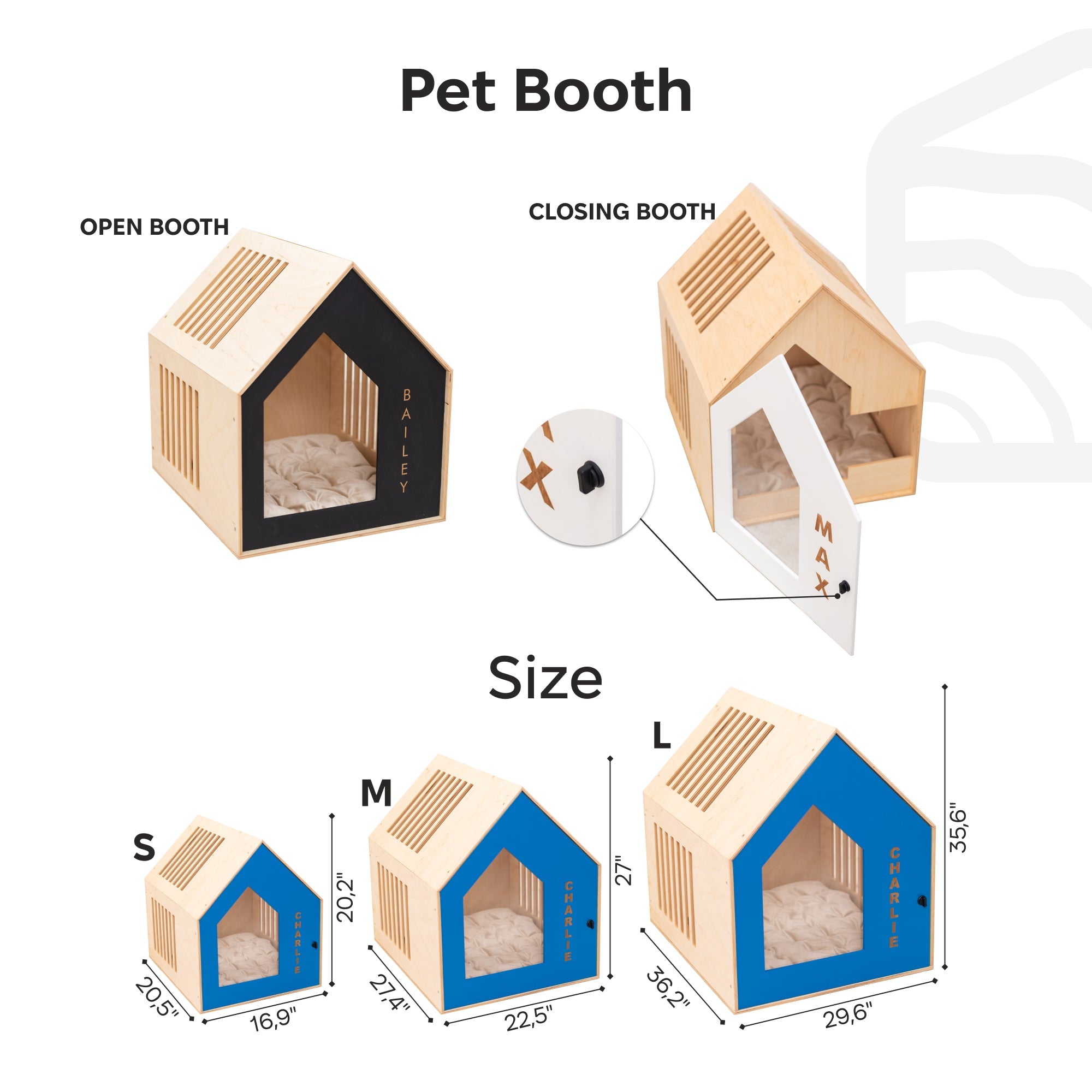 Booth-Style Wooden Dog House - Black