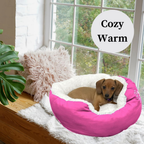 Calming Donut Cat Bed Plush Anti Anxiety Washable Non Slip Small Pets