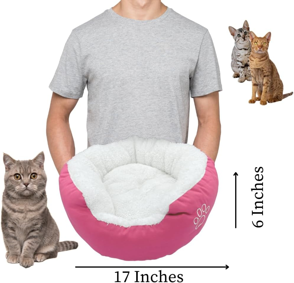 Calming Donut Cat Bed Plush Anti Anxiety Washable Non Slip Small Pets