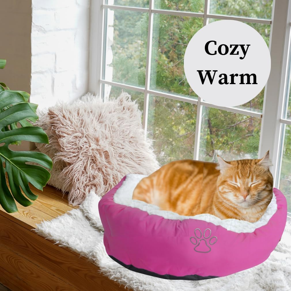 Calming Donut Cat Bed Plush Anti Anxiety Washable Non Slip Small Pets